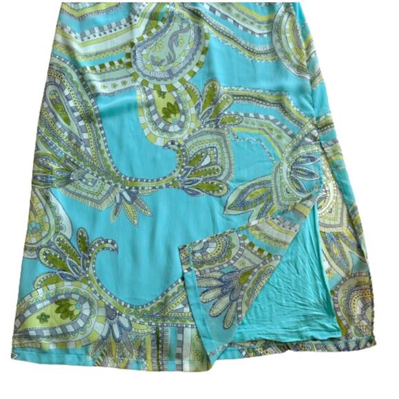 Chicos Maxi Dress Sienna Aqua Green Paisley Cold Shoulder Short Sleeve Medium - Picture 9 of 12